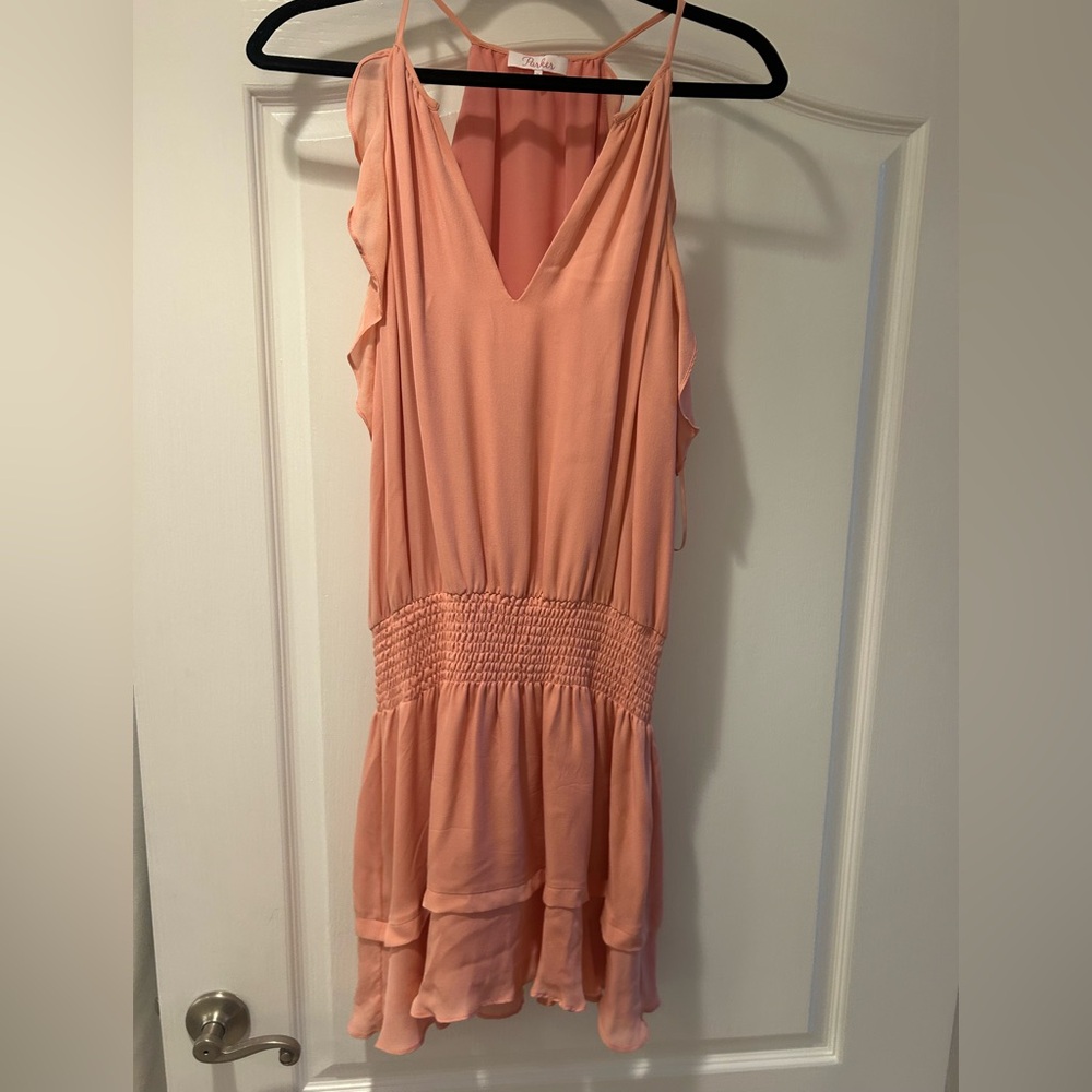 Parker Pink Sleeveless Elastic Waist Ruffle Dress